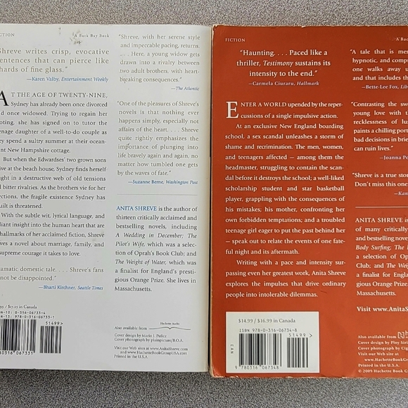 Anita Shreve 2 books Body Surfing & Testimony - Picture 4 of 4